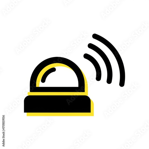 Vector art of siren light icon with sound waves