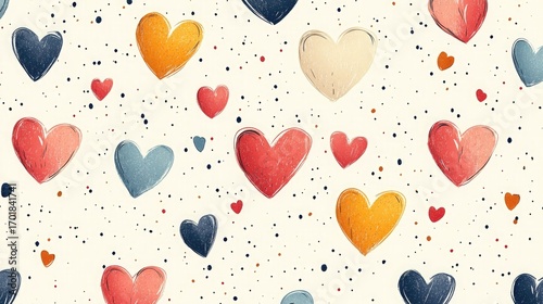Small Cute Hearts Background, Seamless Pattern for Valentine's Day Designs.