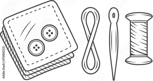 drawn rustic sewing accessories collection wi hand