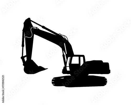 Crawler Excavator Silhouette for Construction and Mining