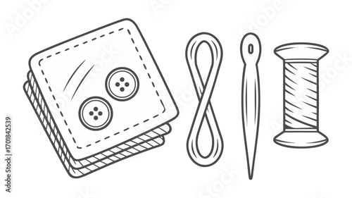hand drawn rustic sewing accessories collection wi