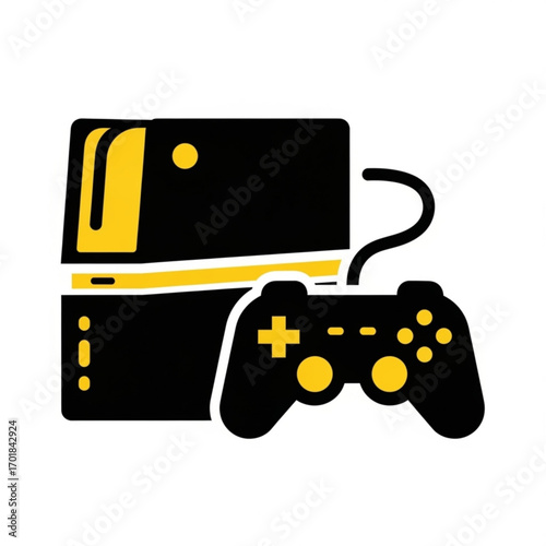 Vector art of video game console and controller