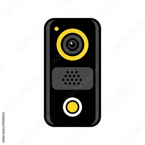 Vector art of smart doorbell camera with button and speaker