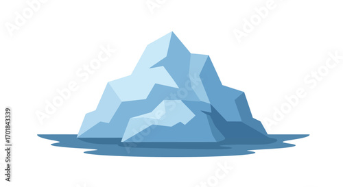 Cartoon Iceberg Floating in Water Cold Climate Concept.