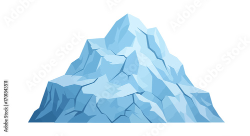 Isolated Cartoon Iceberg with Cracks and Crevices.