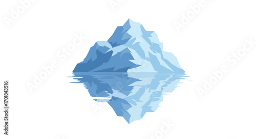 Stylized Iceberg with Water Reflection in Blue Tones 1.