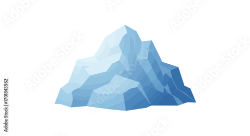 Isolated Iceberg Illustration with Geometric Facets and Blue Tones.
