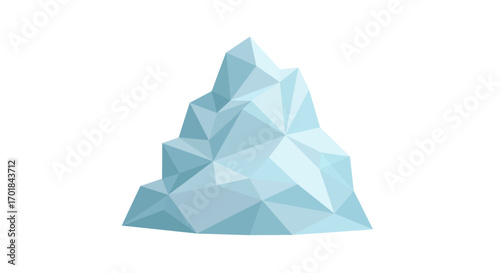Geometric Iceberg Illustration with Light Blue Facets.