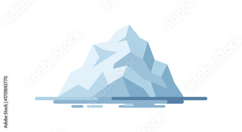 Stylized Iceberg Illustration with Geometric Shapes and Light Blue Hue.