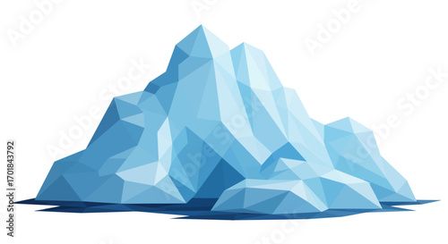 Polygonal Iceberg Illustration with Sharp Peaks and Blue Tones.