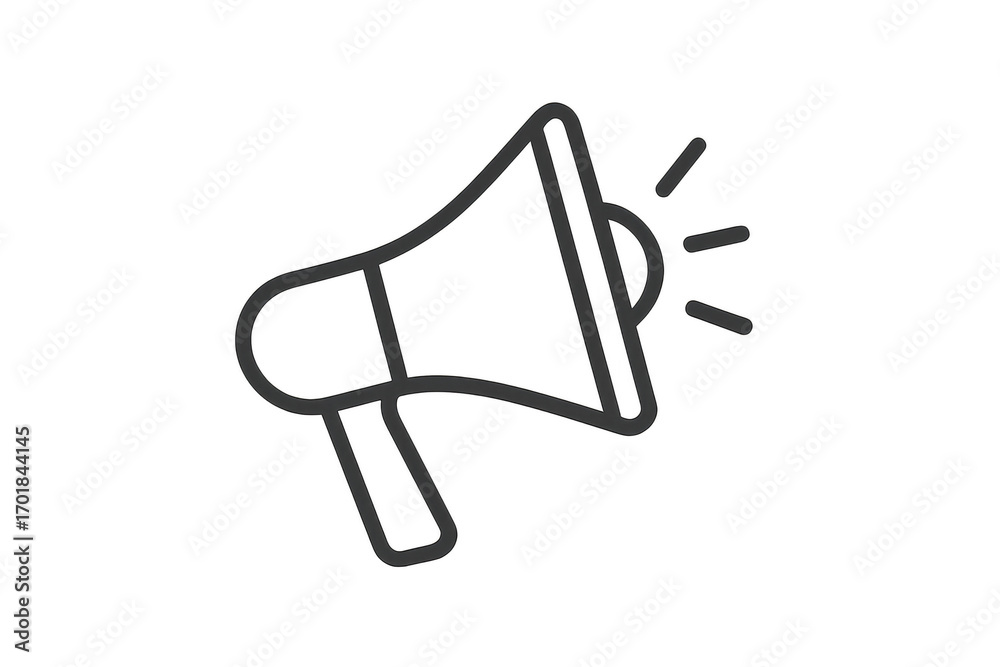 Fototapeta premium Megaphone icon, isolated on transparent background, signifying broadcast.