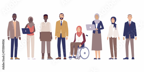 Diverse group of people standing together representing inclusion and diversity in the workplace