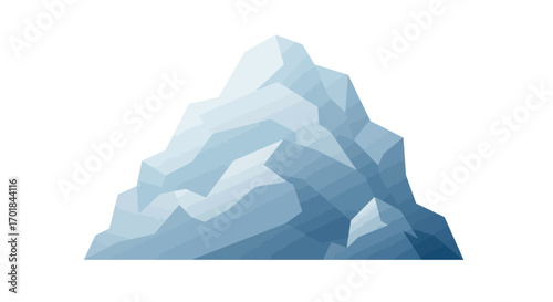 Stylized Blue Mountain Peak Illustration with Geometric Facets.
