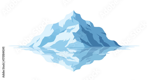 Stylized Iceberg with Reflection in Water Blue Tones.
