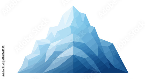 Stylized Blue Iceberg with Geometric Facets and Sharp Peak.
