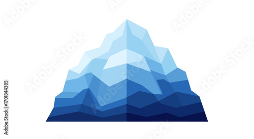 Geometric Iceberg Illustration with Blue Tones and Faceted Design.
