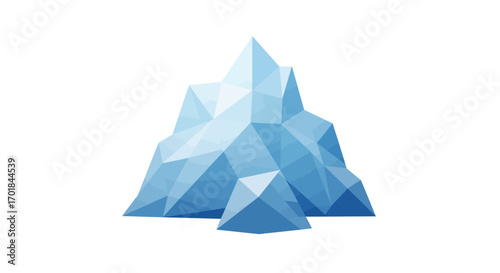Geometric Iceberg Illustration with Light Blue Gradient.