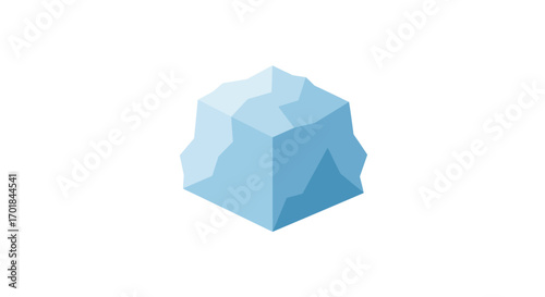 Isometric Light Blue Iceberg Illustration on White Background.