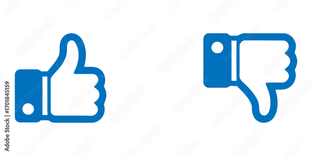 Obraz premium Thumbs up and thumbs down icons for approval and disapproval. thumb up like symbol