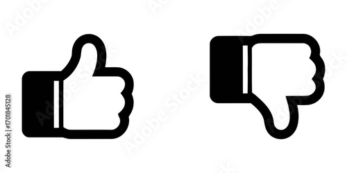 Thumbs up and thumbs down icons for approval and disapproval. thumb up and down icons