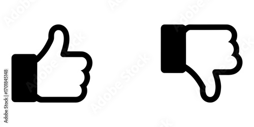 Thumbs up and thumbs down icons for approval and disapproval. thumb up icon