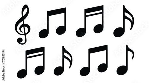 Vector art of musical notes collection of music note symbols vector illustration of music notation elements music note icon for melody and tune