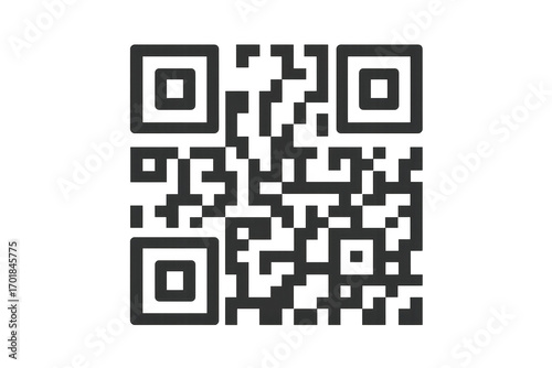 Black QR code isolated on transparent background, cutout, vector graphics