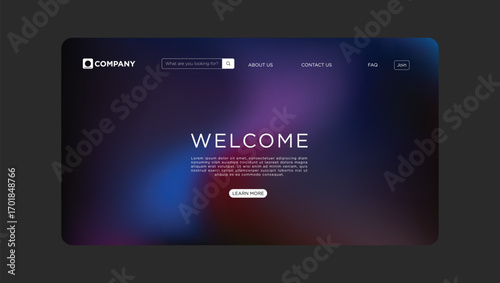 Modern digital welcome screen with gradient background and search bar for dynamic web design.