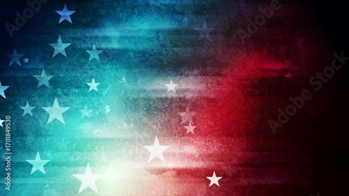 USA colors, stars and glowing stripes abstract grunge blot background. Independence Day creative motion design. Video animation Ultra HD 4K 3840x2160