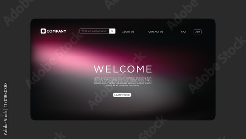 Modern website landing page with elegant welcome message and search bar offers professional user experience.