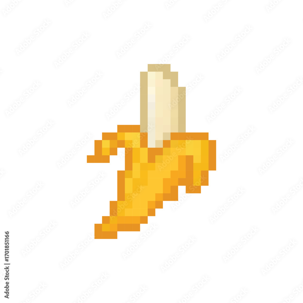 Fototapeta premium pixel art banana 8 bit icon vector for game, logo