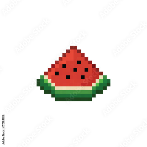  pixel art watermelon 8 bit icon vector  for game, logo