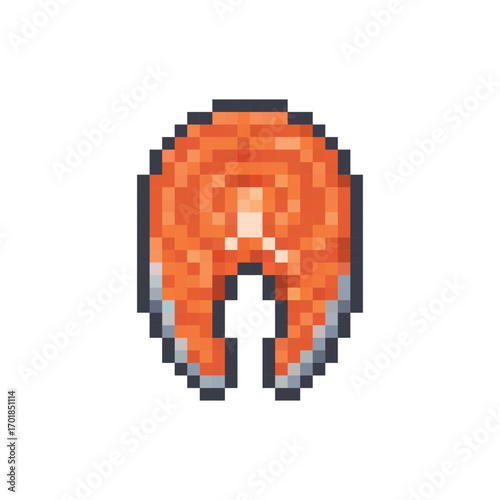  pixel art Salmon steak 8 bit icon vector  for game, logo