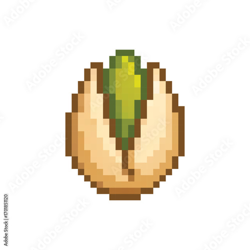  pixel art pistachio 8 bit icon vector  for game, logo