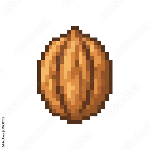  pixel art walnut 8 bit icon vector  for game, logo