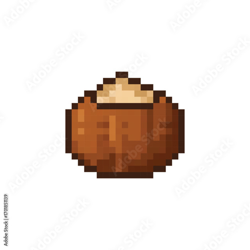  pixel art hazelnut 8 bit icon vector  for game, logo