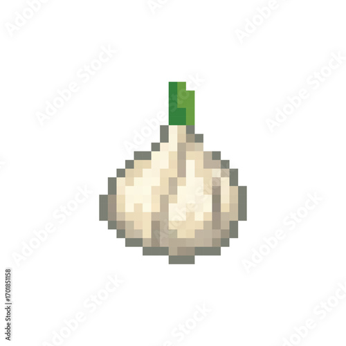  pixel art garlic 8 bit icon vector  for game, logo
