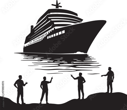 silhouette of a cruise ship