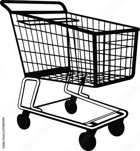 Black Silhouette Vector of Shopping Cart Front View
