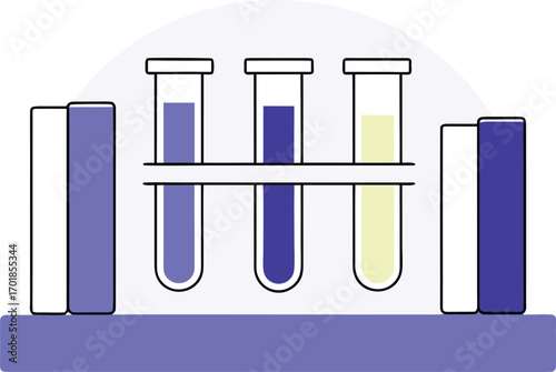 Laboratory Test Tubes in Rack with Books science experiment