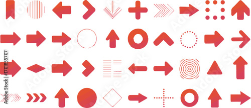 Vector art of collection of red arrows and geometric shapes
