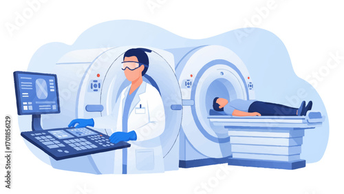 Illustration of CT Scan and MRT Laboratory