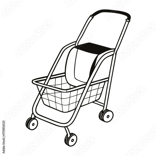 Black Silhouette Vector of Shopping Cart with Pet Icon