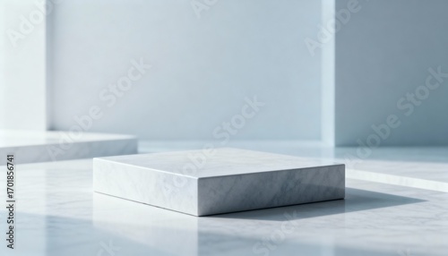 Elegant Minimalist Marble Podium for Product Showcase, Clean Aesthetic, and Modern Presentation Platform