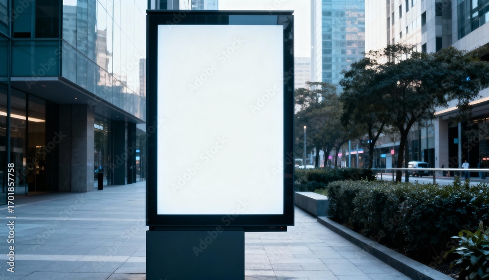 Fototapeta premium Blank Billboard Mockup in Urban Cityscape for Advertising, Marketing, and Public Announcement Displays