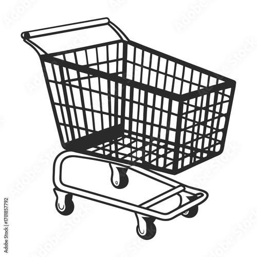 Flat Vector of Shopping Cart Outline Icon Clean