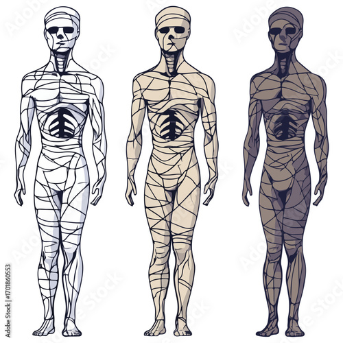 mummys, costume, halloween, festival, vector, transparent background, mannequin, model, suit, body, icon, mummy set