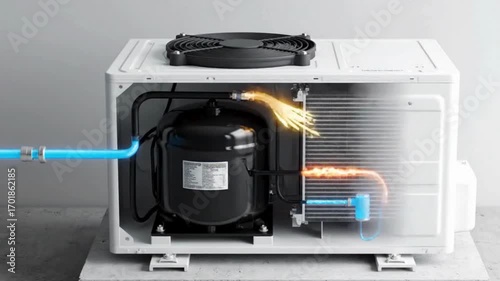 Modern Split Air Conditioner System Revealed with Internal Cinematic Motion Graphics
