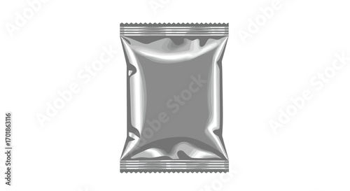 Silver Foil Packet with Serrated Edges for Food or Sample Packaging.