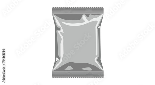 Gray Foil Sachet Packaging Mockup for Food or Cosmetics.